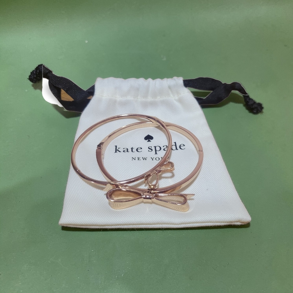 Kate Spade New York | Rose Gold Bow Bangle Bracelet Set (2) |  Dust Bag Included